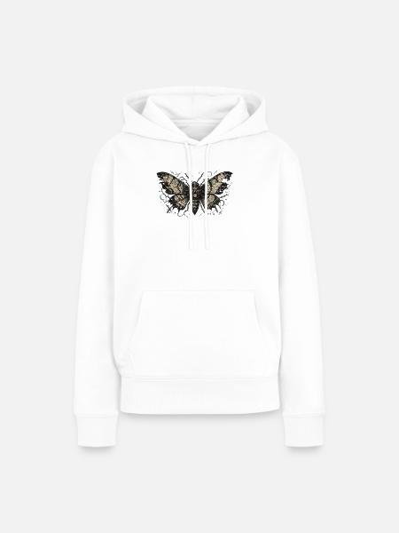 Steampunk-Motte mit Schlüsselflügeln - Frauen Premium Bio Hoodie - Weiß