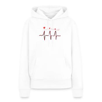 Heartbeat Love - Herzschlag Love, Liebe, Αγάπη - Frauen Premium Bio Hoodie - Weiß - Vorne - Julia (174cm)