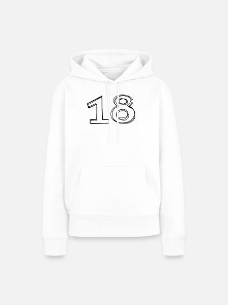 Zahl 18 handgezeichnet - Frauen Premium Bio Hoodie - Weiß