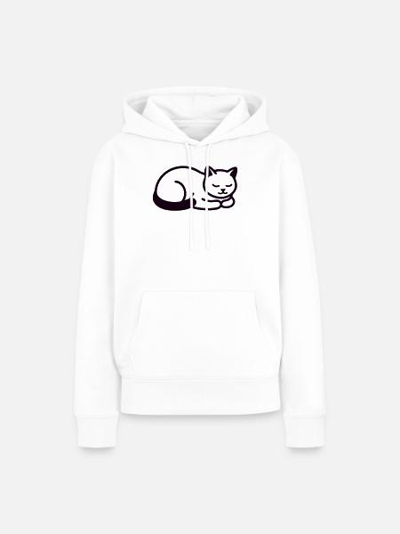 Schlafende Katze Icon - Frauen Premium Bio Hoodie - Weiß