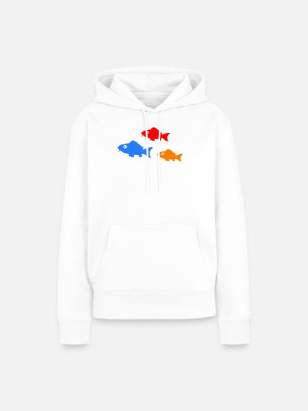 Bunte Fischsilhouetten Trio - Frauen Premium Bio Hoodie - Weiß