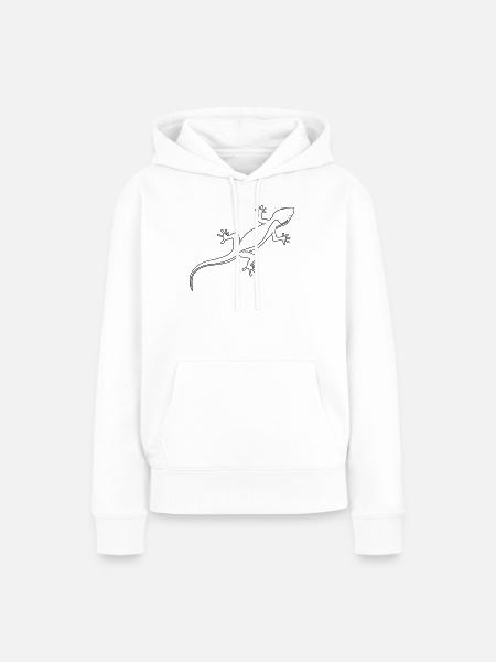 Strichzeichnung Gecko - Frauen Premium Bio Hoodie - Weiß