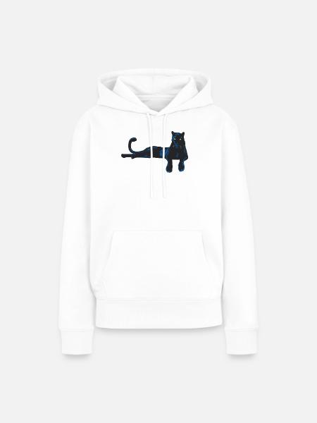 Panter mit blauen Akzenten - Frauen Premium Bio Hoodie - Weiß