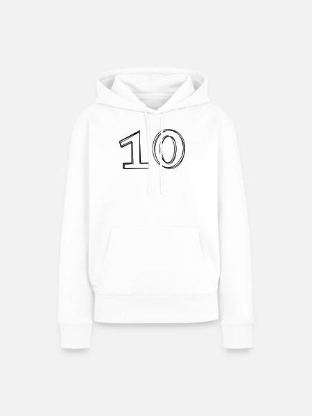 Zahl 10 handgezeichnet - Frauen Premium Bio Hoodie - Weiß