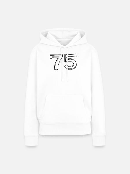 Zahl 75 handgezeichnet - Frauen Premium Bio Hoodie - Weiß