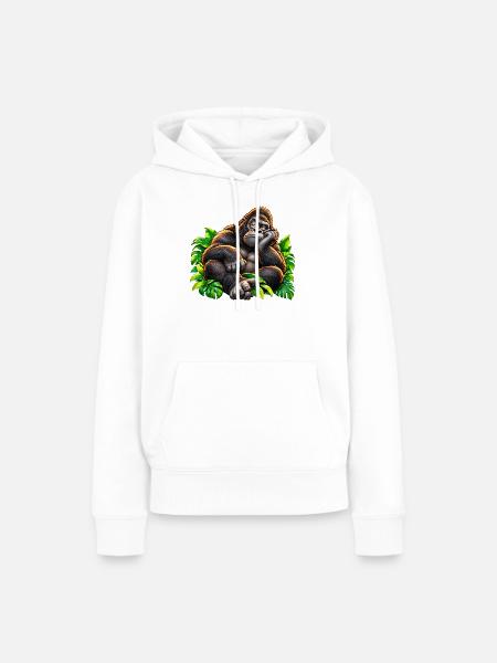 Loungegorilla im Dschungel - Frauen Premium Bio Hoodie - Weiß