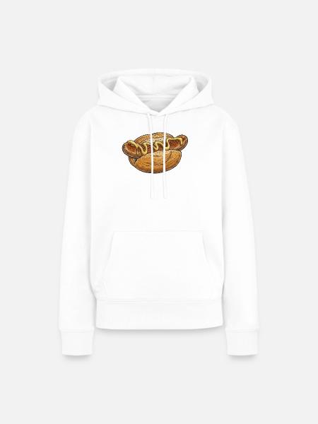 Hotdog Kunst mit Senf-Schwung - Frauen Premium Bio Hoodie - Weiß