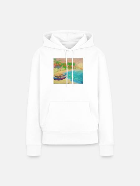 Insellandschaftsstrand und heißer Sand - Frauen Premium Bio Hoodie - Weiß