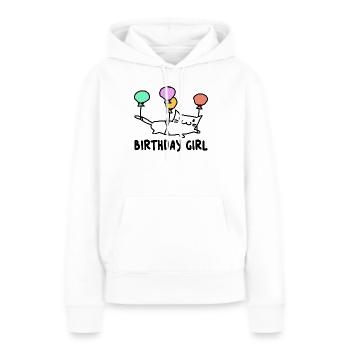 Katze mit Ballons Birthday Girl Geschenk - Frauen Premium Bio Hoodie - Weiß - Vorne - Julia (174cm)