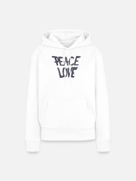 Frieden und Liebe Handlettering - Frauen Premium Bio Hoodie - Weiß