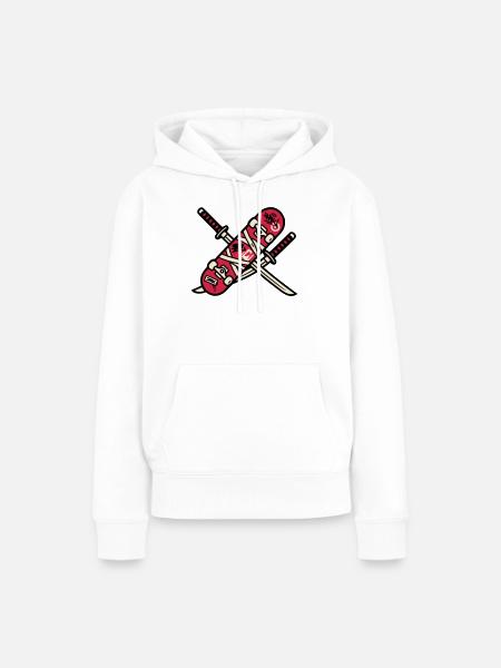 Skateboard Katana Wappen Logo - Frauen Premium Bio Hoodie - Weiß