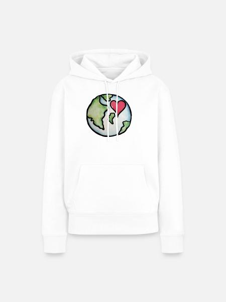 Earth Heart: Globale Liebesillustration - Frauen Premium Bio Hoodie - Weiß