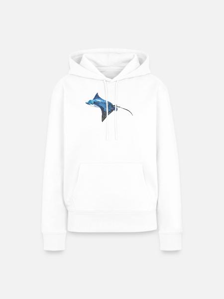 Mantarochen im Ozeanblau - Frauen Premium Bio Hoodie - Weiß