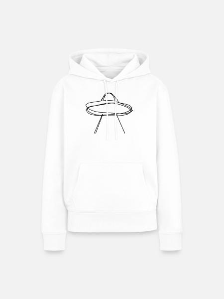 Ufo handgezeichnet - Frauen Premium Bio Hoodie - Weiß