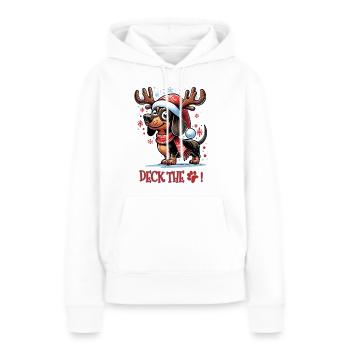 Deck the Paws, Festive Dachshund in Reindeer - Women’s Premium Organic Hoodie - white - Front - Julia (174cm)