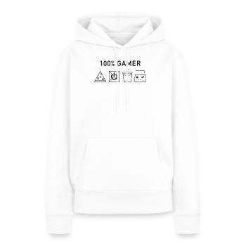 100 Gamer Version Noire - Sweat à capuche Premium bio Femme - blanc - Devant - Julia (174cm)