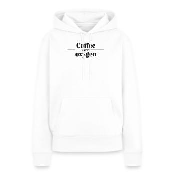 Typographie du café sur l’oxygène - Sweat à capuche Premium bio Femme - blanc - Devant - Julia (174cm)