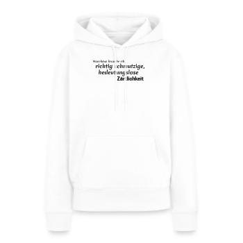 tendresse dénuée de sens - Sweat à capuche Premium bio Femme - blanc - Devant - Julia (174cm)