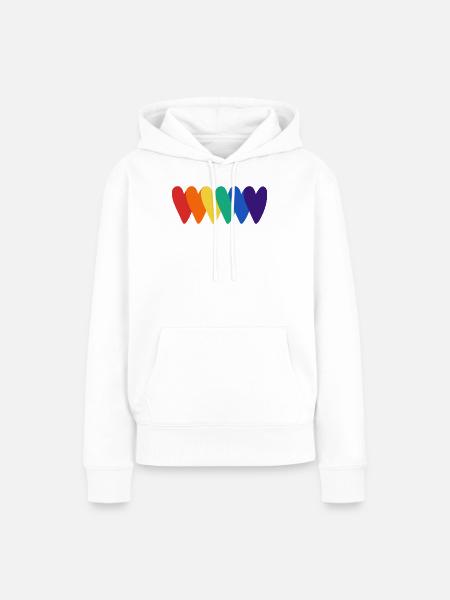 Regenbogenherzen Muster - Frauen Premium Bio Hoodie - Weiß