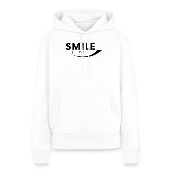 Smile please - Sweat à capuche Premium bio Femme - blanc - Devant - Julia (174cm)