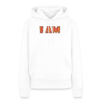 I am - ich bin - Frauen Premium Bio Hoodie - Weiß - Vorne - Julia (174cm)
