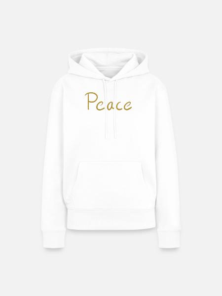 Frieden Goldschrift Pinsel - Frauen Premium Bio Hoodie - Weiß