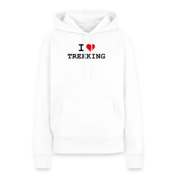I love Trekking - Ich liebe Trekking - Frauen Premium Bio Hoodie - Weiß - Vorne - Julia (174cm)
