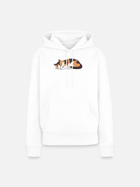 Schlafende Katze - Frauen Premium Bio Hoodie - Weiß
