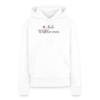 Herzlich Willkommen - Frauen Premium Bio Hoodie - Weiß - Vorne - Julia (174cm)