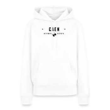 Caen France Coordonnées Gps Globe - Sweat à capuche Premium bio Femme - blanc - Devant - Julia (174cm)