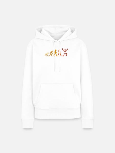 Evolution Mensch Freude Retro Design - Frauen Premium Bio Hoodie - Weiß