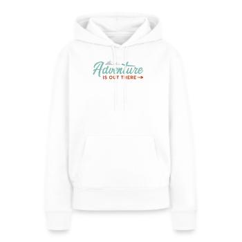 Abenteuer ist da draußen - Frauen Premium Bio Hoodie - Weiß - Vorne - Julia (174cm)