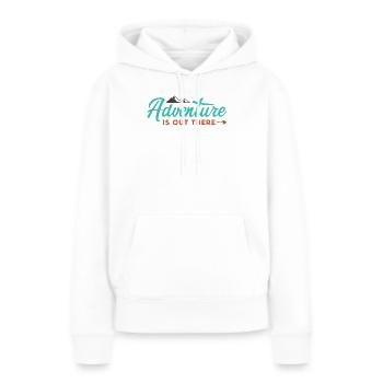 Abenteuer ist da draußen - Frauen Premium Bio Hoodie - Weiß - Vorne - Julia (174cm)