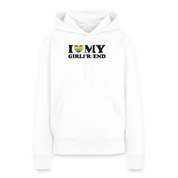 J’aime ma copine - LGBTQ - Sweat à capuche Premium bio Femme - blanc - Devant - Julia (174cm)
