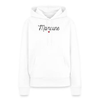 Mamoune Coeur Fête des mères Idée cadeau - Sweat à capuche Premium bio Femme - blanc - Devant - Julia (174cm)