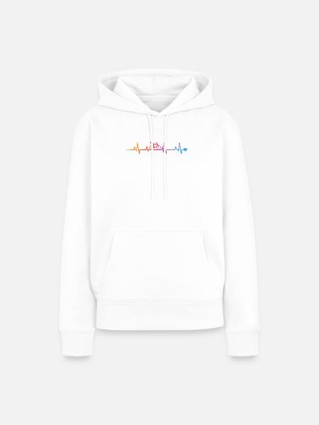 Regenbogen Fahrrad Pulslinien - Frauen Premium Bio Hoodie - Weiß