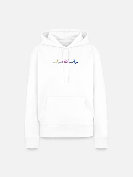 Fahrrad-Herzschlag im Regenbogen - Frauen Premium Bio Hoodie - Weiß