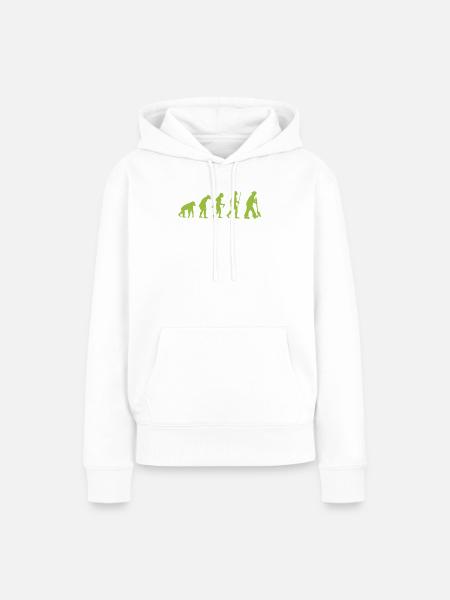 Evolution - vom Urmensch zum Gartenfreund - Frauen Premium Bio Hoodie - Weiß