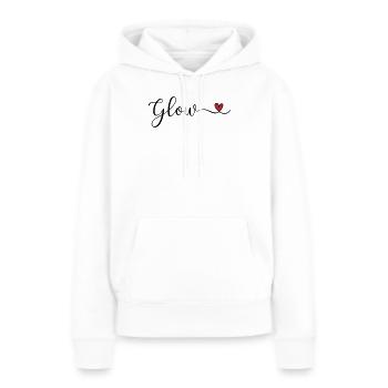 Conception typographique Glow Heart - Sweat à capuche Premium bio Femme - blanc - Devant - Julia (174cm)