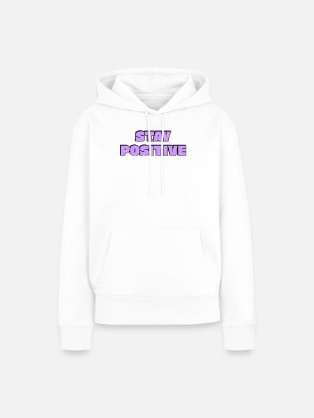 Positiv bleiben Fett Retro-Text - Frauen Premium Bio Hoodie - Weiß