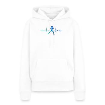 Geschenkidee für eine Running mit Running - Frauen Premium Bio Hoodie - Weiß - Vorne - Julia (174cm)