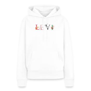 LEVI Name Art avec des fleurs brodées - Sweat à capuche Premium bio Femme - blanc - Devant - Julia (174cm)