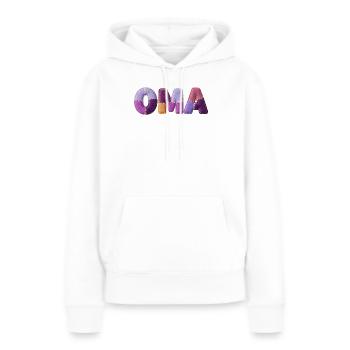 Grand-mère Patchwork Letters : Tendance majeure - Sweat à capuche Premium bio Femme - blanc - Devant - Julia (174cm)