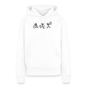 Trois batteurs - Sweat à capuche Premium bio Femme - blanc - Devant - Julia (174cm)
