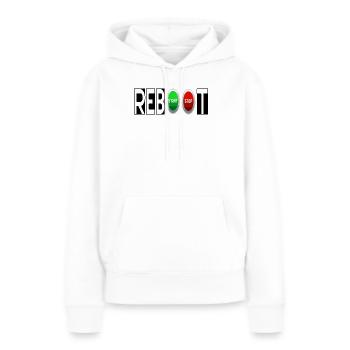 NEUSTART - Frauen Premium Bio Hoodie - Weiß - Vorne - Julia (174cm)