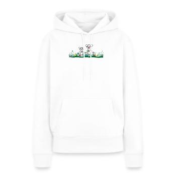 im Gras - Frauen Premium Bio Hoodie - Weiß - Vorne - Julia (174cm)