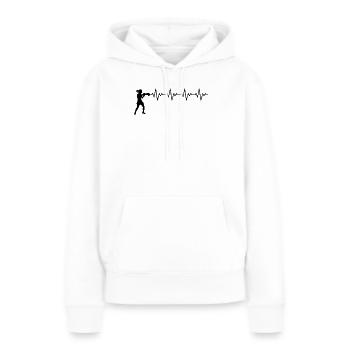 Boxerin Boxen EKG Herzschlag Herzfrequenz - Frauen Premium Bio Hoodie - Weiß - Vorne - Julia (174cm)