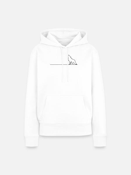 Wolf Outline - Frauen Premium Bio Hoodie - Weiß