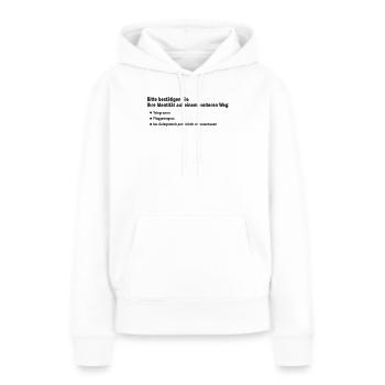Confirmation - Sweat à capuche Premium bio Femme - blanc - Devant - Julia (174cm)