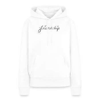 amitié - Sweat à capuche Premium bio Femme - blanc - Devant - Julia (174cm)
